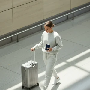 Sweat-shirt look voyage et jogging gris