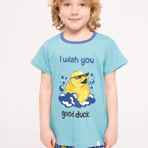 Pyjama court enfant en coton bleu Good Duck | MUYDEMI