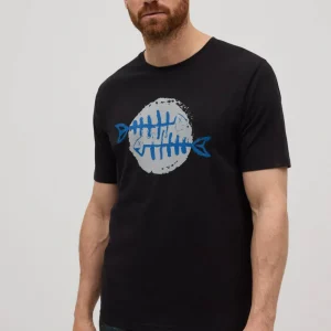 T-shirt à manches courtes avec imprimé rayures noires