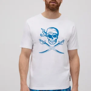 T-shirt à manches courtes imprimé tête de mort pirate