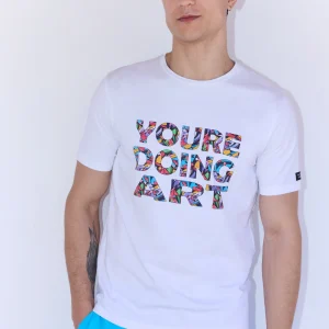 T-shirt blanc à manches courtes imprimé street art sockarrats