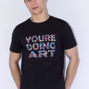 T-shirt noir à manches courtes imprimé street art sockarrats