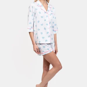 Pyjama femme boutonné 100% coton - COEUR
