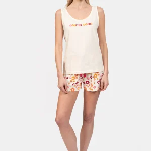 Pyjashort femme 100% coton haut débardeur- POWER