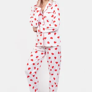 Pyjama femme long 100% coton - COEUR