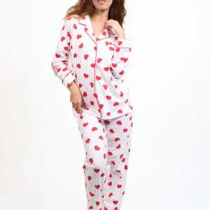 Pyjama femme long 100% coton - COEUR