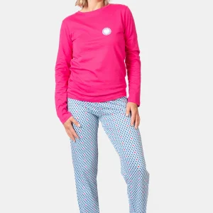 Pyjama femme long 100% coton - POIS