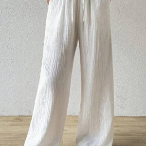 Pantalon blanc en gaze de coton