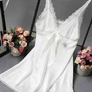 Nuisette en Satin avec nœud pour Femme Blanc | Signature