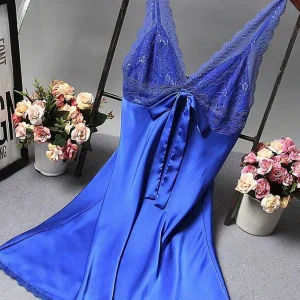Nuisette en Satin avec nœud pour Femme | Bleu Signature