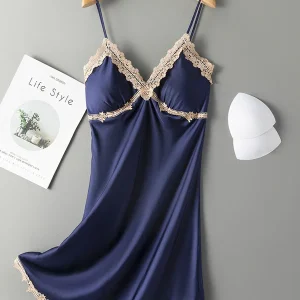 Nuisette Romantique Élégante en Col V | Bleu Marine