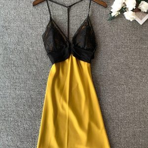 Nuisette Raffinée en Dentelles Jaune | Signature