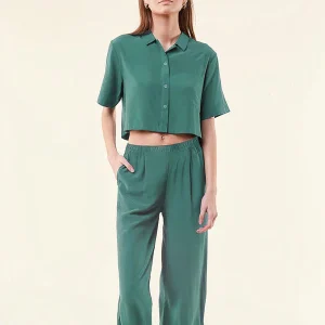 Pyjama Crop Top & Pantalon Large Signature