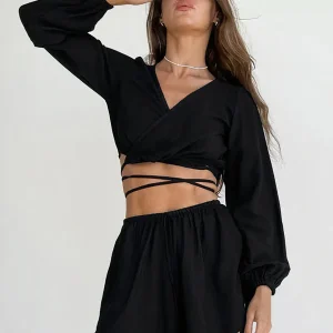 Pyjama Criss-Cross pour Femme Noir Premium