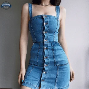 Robe Salopette avec Boutons Avants