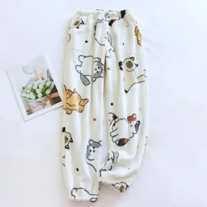 Bas de pyjama femme grands motifs chats