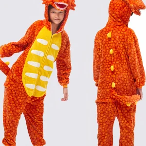 Combinaison Pyjama Garçon | Tricératops Orange