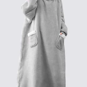 Pull Plaid XXL à Capuche Gris | Signature