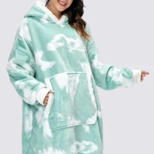 Pull Plaid Vert Tie Dye à Capuche | Signature