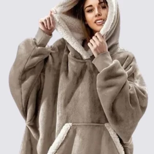 Pull Plaid Taupe à Capuche Signature