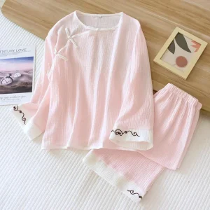 Pyjama coton femme rose style Japonais