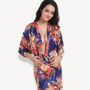 Pyjama femme satin Bleu marine