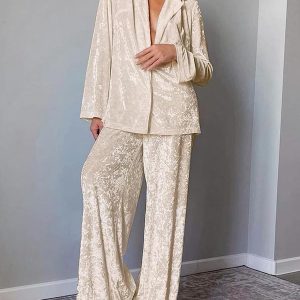 Pyjama Crème En Velours Pour Femme Éclat d'Opale