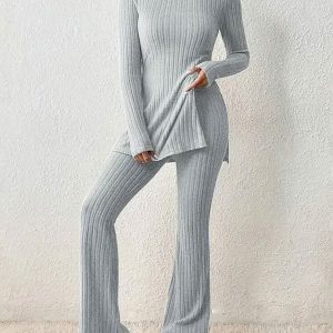 Pyjama D'hiver Gris Pour Femme Calme Lunaire