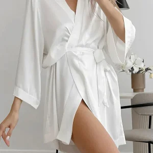 Robe de Chambre Blanche Pour Femme Douceur de Satin