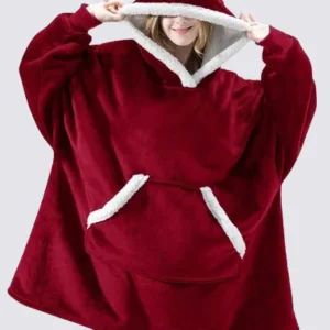 Pull Plaid Rouge à Capuche | Signature