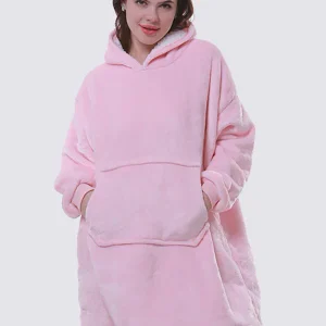 Pull Plaid Rose à Capuche |