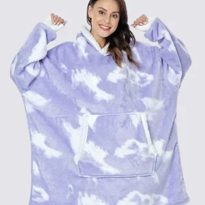 Pull Plaid Violet Tie Dye à Capuche Signature